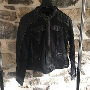 New w/o tags Caché linen & leather jacket